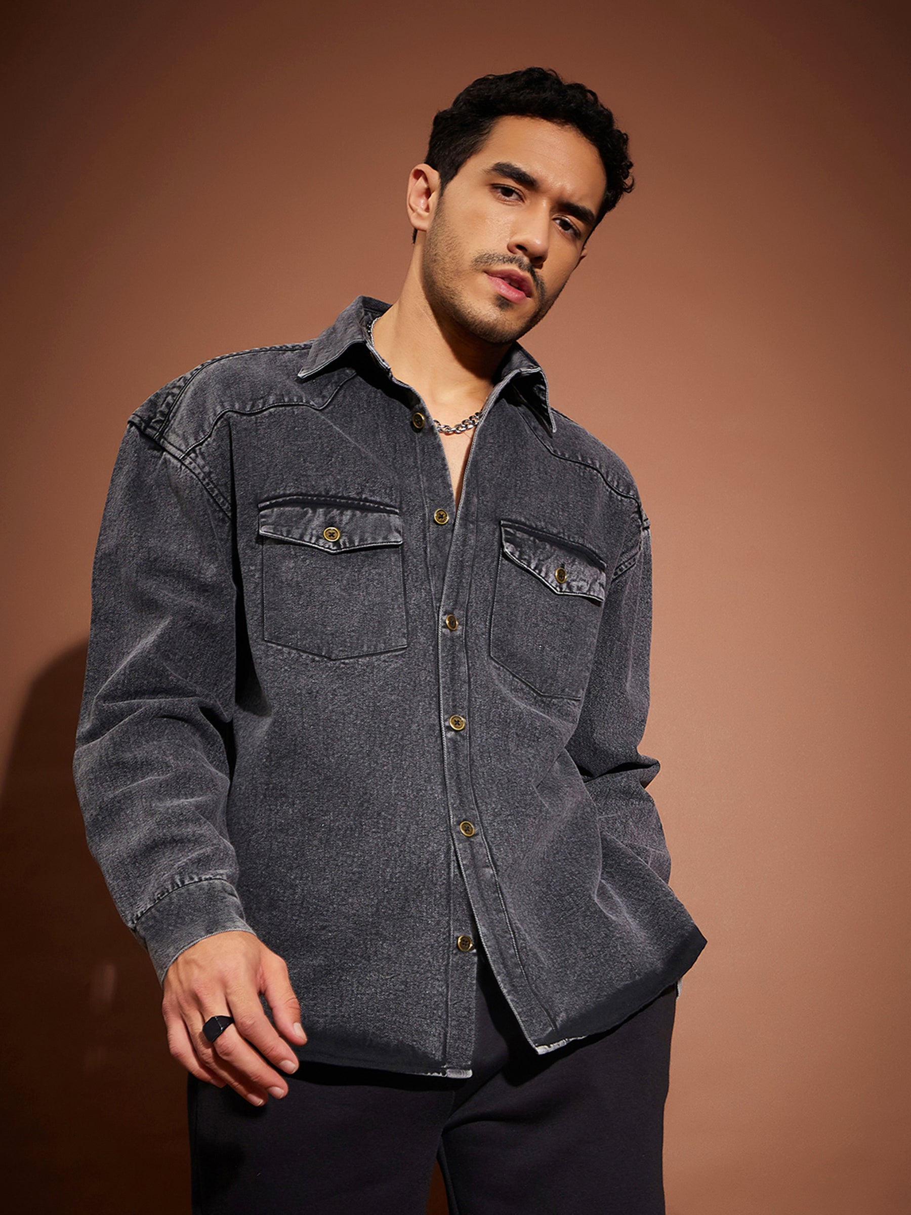 Amazon.com: GLDHFES Mens Cotton Jeans Shirt Slim Long Sleeve Male Denim  Shirts Dark Blue M 47-56kg : Clothing, Shoes & Jewelry